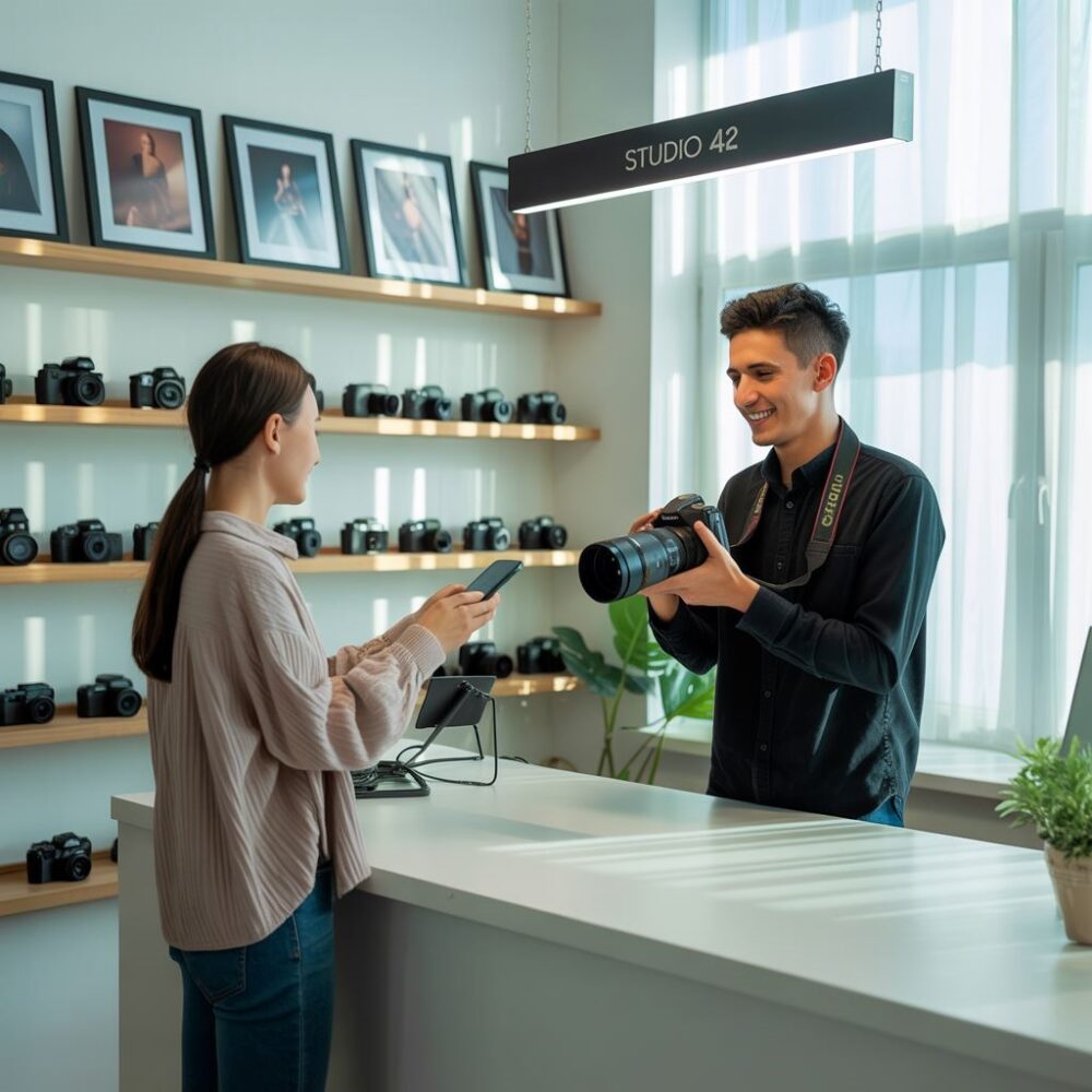 fotograf przyjmujący telefon